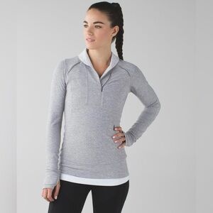 Lululemon Size 6 Think Fast Pullover in Heathered Slate Grey
